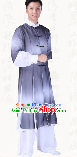 Chinese Traditional Folk Dance Clothing Classical Dance Drum Dance Grey Costumes for Men