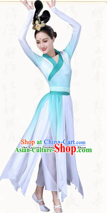 Chinese Traditional Classical Dance Green Dress China Group Dance Costumes for Women