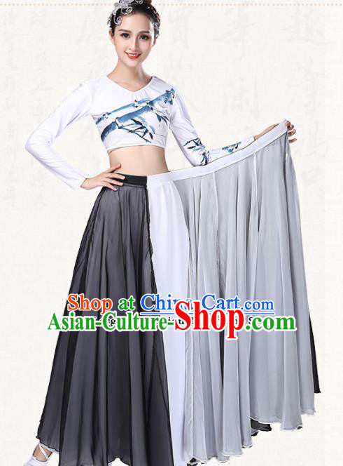 Chinese Traditional Classical Dance Grey Dress Ancient Group Dance Costumes for Women
