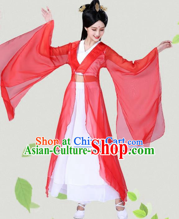 Chinese Traditional Classical Dance Red Hanfu Dress China Group Dance Costumes for Women