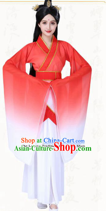 Chinese Traditional Classical Dance Red Hanfu Dress Ancient Group Dance Costumes for Women