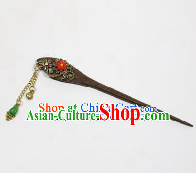 Chinese Traditional Palace Hair Accessories Wood Hairpins Ancient Bride Hair Clip for Women