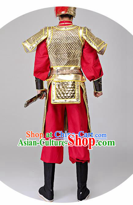 Traditional Chinese Tang Dynasty General Costumes Ancient Drama Warrior Helmet and Body Armour for Men