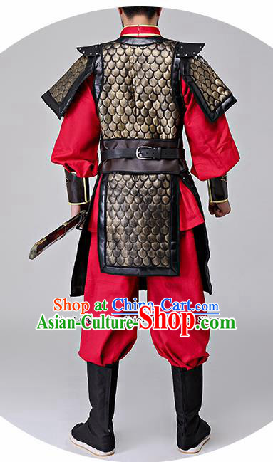 Traditional Chinese Han Dynasty Drama Costumes Ancient Warrior Helmet and Body Armour for Men