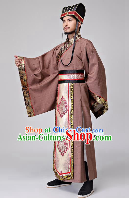 Traditional Chinese Ancient Drama Chancellor Clothing Three Kingdoms Period Minister Costumes for Men