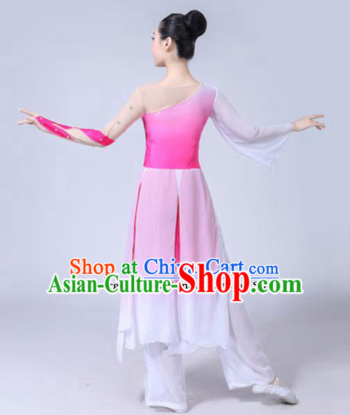 Traditional Chinese Classical Dance Costumes Fan Dance Group Dance Pink Dress for Women