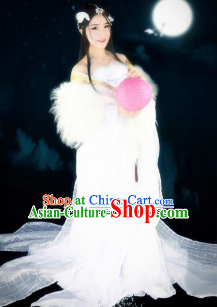 Traditional Chinese Cosplay Imperial Consort Costumes Ancient Peri White Hanfu Dress for Women