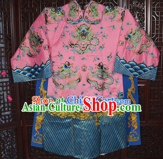 Top Grade Chinese Beijing Opera Costumes Peking Opera Minister Pink Embroidered Robe for Adults