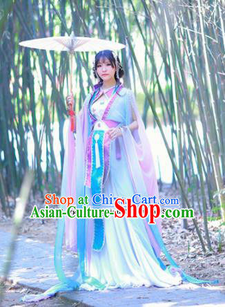 Traditional Chinese Cosplay Princess Costumes Ancient Swordswoman Purple Hanfu Dress for Women