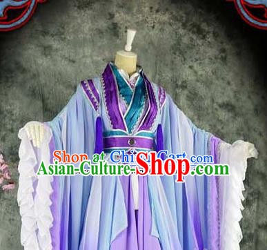 Traditional Chinese Cosplay Female Knight Costumes Ancient Swordswoman Purple Hanfu Dress for Women