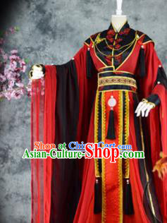 Traditional Chinese Cosplay Royal Highness Red Costumes Ancient Swordsman Hanfu Clothing for Men