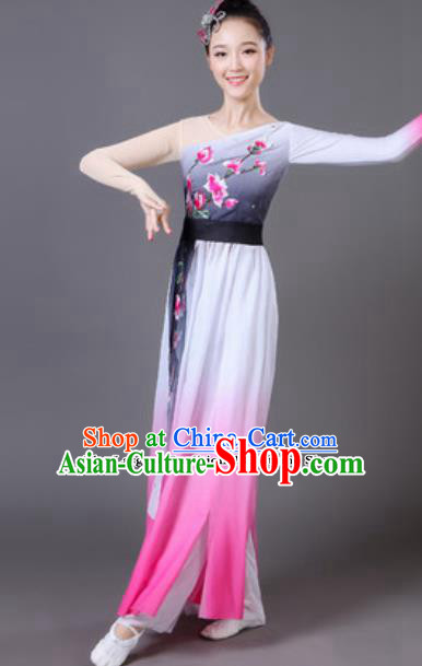 Traditional Chinese Classical Dance Pink Dress Fan Dance Umbrella Dance Clothing for Women