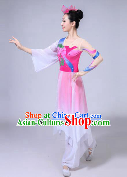 Traditional Chinese Group Dance Folk Dance Pink Dress Classical Dance Clothing for Women