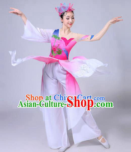 Traditional Chinese Group Dance Folk Dance Pink Dress Classical Dance Clothing for Women