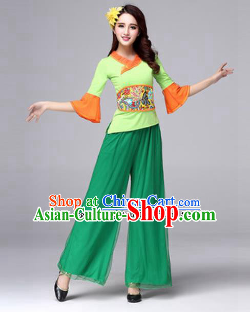 Traditional Chinese Folk Dance Yangko Costumes Fan Dance Clothing for Women