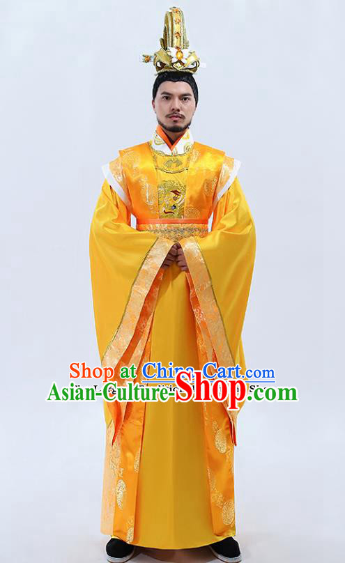 Traditional Chinese Drama Tang Dynasty Emperor Costumes Ancient Majesty Embroidered Imperial Robe for Men