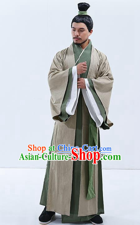 Traditional Chinese Zhou Dynasty Confucian Scholar Costumes Ancient Drama Clothing for Men