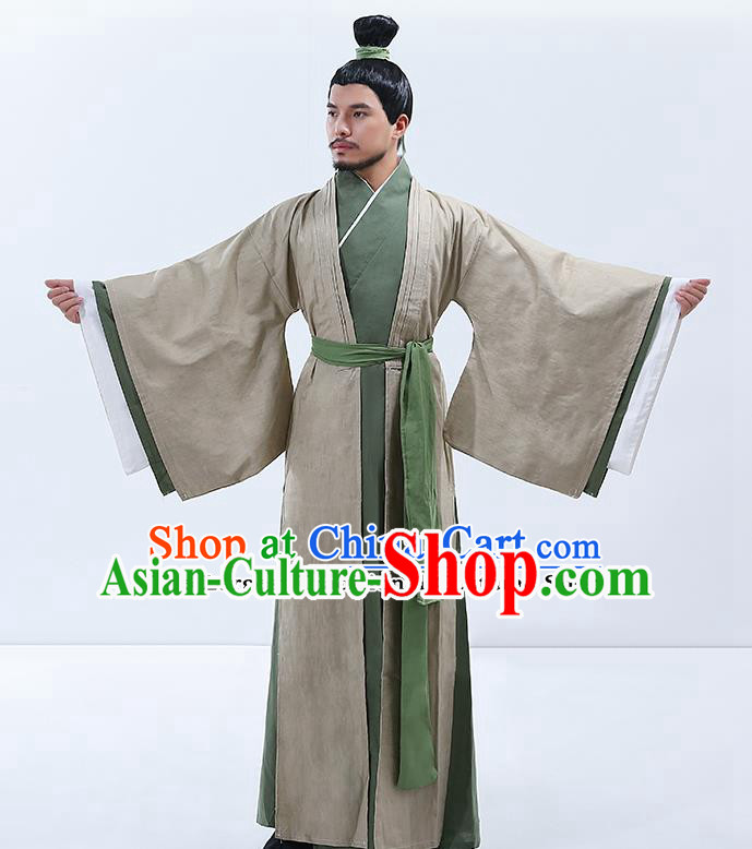 Traditional Chinese Zhou Dynasty Confucian Scholar Costumes Ancient Drama Clothing for Men