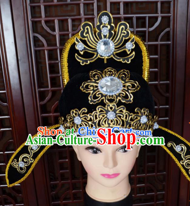 Traditional Chinese Beijing Opera Niche Hat Ancient Scholar Black Hat for Men