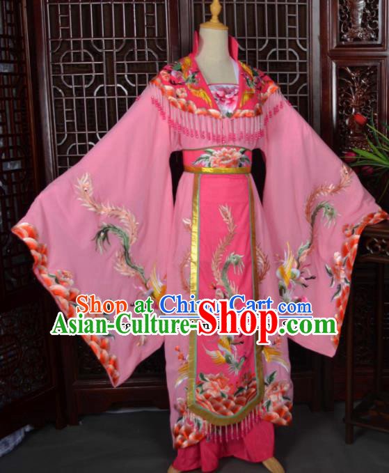 Traditional Chinese Beijing Opera Diva Costumes Ancient Empress Embroidered Pink Dress for Adults