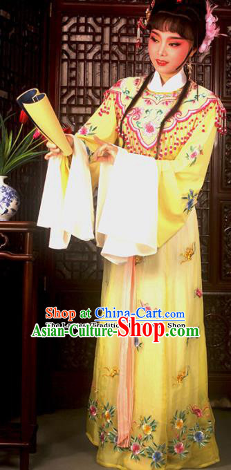 Traditional Chinese Peking Opera Actress Costumes Ancient Peri Princess Yellow Dress for Adults