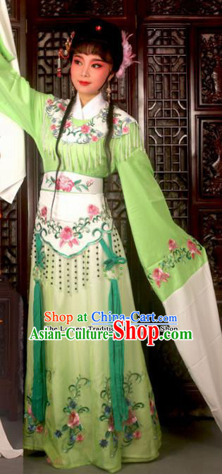 Traditional Chinese Peking Opera Costumes Ancient Peri Princess Green Dress for Adults