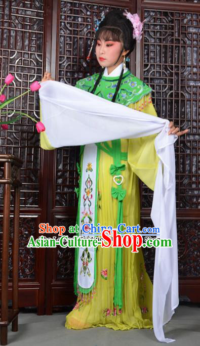 Traditional Chinese Peking Opera Peri Costumes Ancient Princess Yellow Dress for Adults