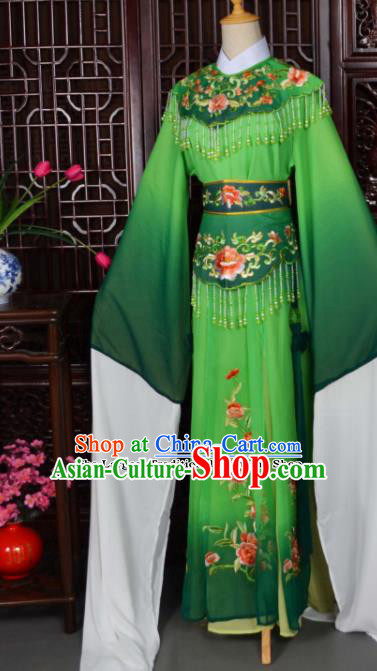 Traditional Chinese Peking Opera Palace Princess Costumes Ancient Peri Green Dress for Adults