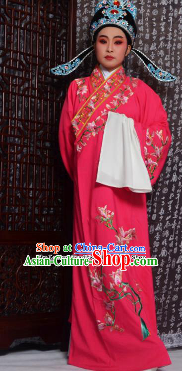 Professional Chinese Peking Opera Niche Costumes Embroidered Magnolia Rosy Robe for Adults