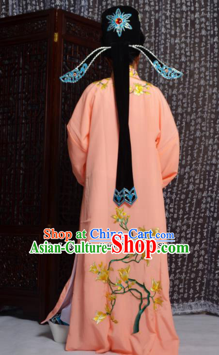 Professional Chinese Peking Opera Niche Costumes Embroidered Magnolia Orange Robe for Adults