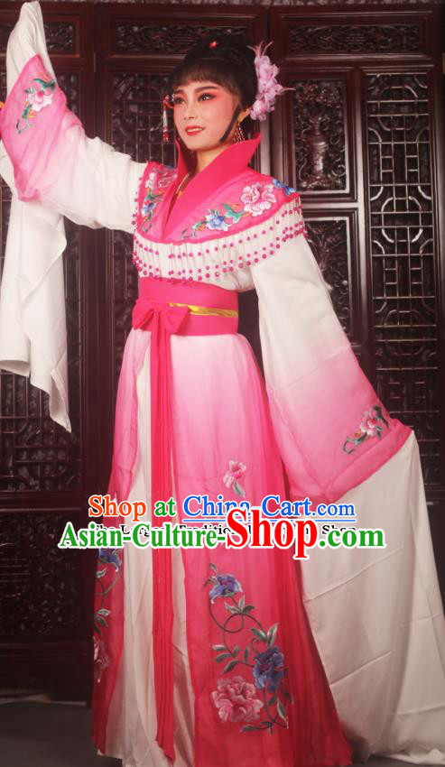 Traditional Chinese Peking Opera Palace Lady Costumes Ancient Imperial Concubine Embroidered Rosy Dress for Adults