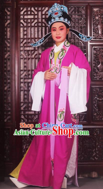 Professional Chinese Peking Opera Niche Costumes Ancient Scholar Rosy Clothing and Hat for Adults