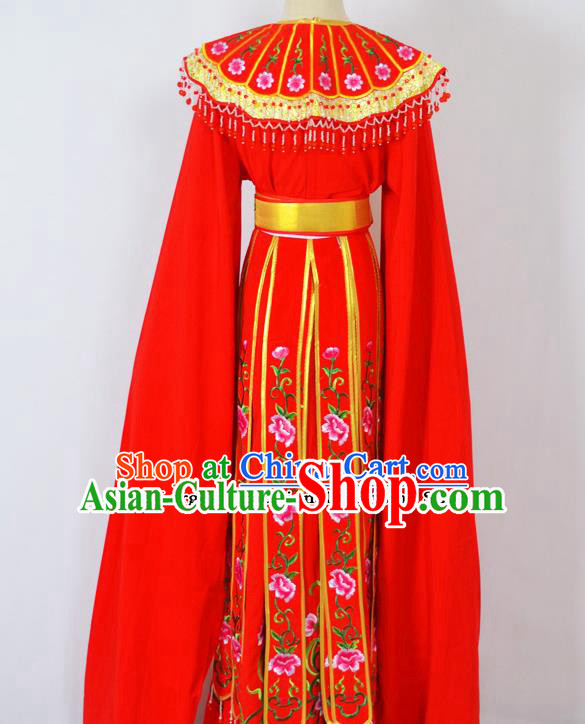 Chinese Ancient Palace Princess Embroidered Red Dress Traditional Peking Opera Actress Costumes for Adults