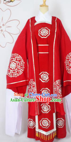 Chinese Ancient Embroidered Red Dress Traditional Peking Opera Pantaloon Costumes for Adults