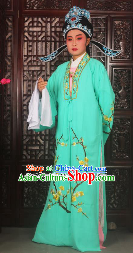 Top Grade Chinese Beijing Opera Costumes Peking Opera Niche Embroidered Green Robe for Adults