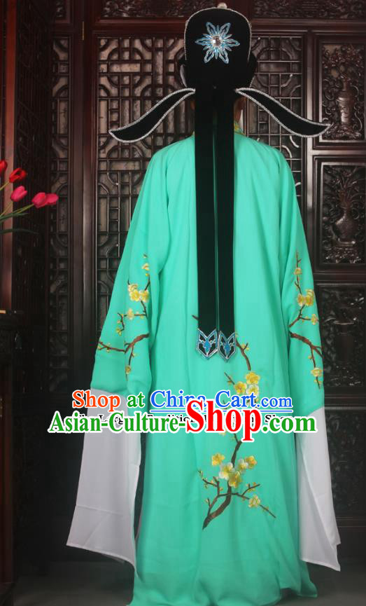 Top Grade Chinese Beijing Opera Costumes Peking Opera Niche Embroidered Green Robe for Adults
