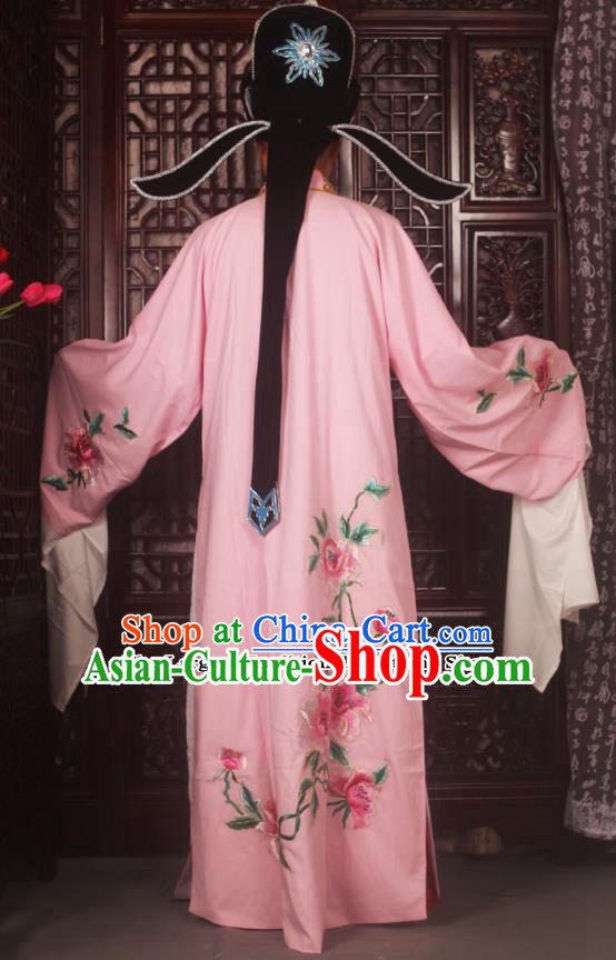 Top Grade Chinese Beijing Opera Scholar Costumes Peking Opera Niche Embroidered Pink Clothing for Adults