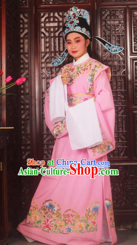 Top Grade Chinese Beijing Opera Niche Pink Costumes Peking Opera Scholar Embroidered Clothing for Adults