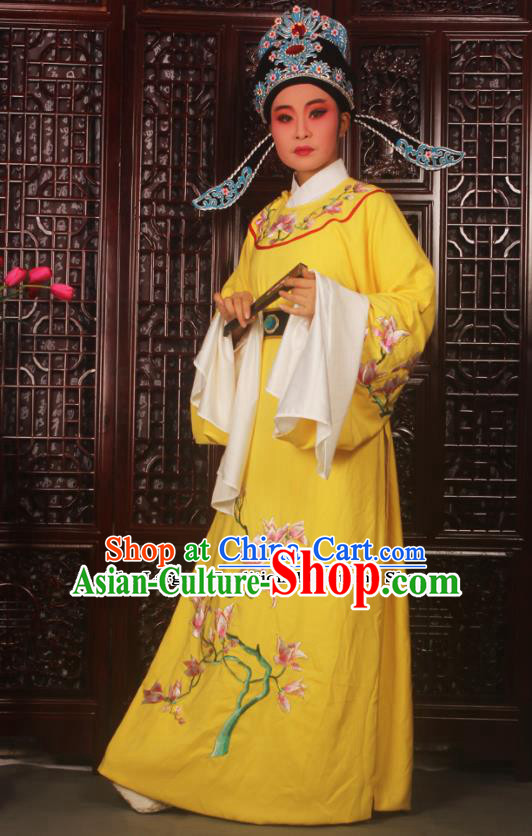 Top Grade Chinese Beijing Opera Niche Yellow Costumes Peking Opera Embroidered Magnolia Clothing for Adults