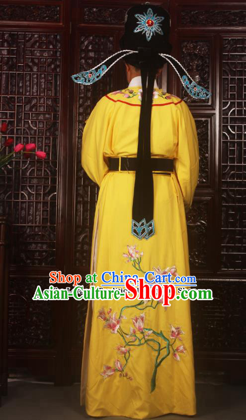 Top Grade Chinese Beijing Opera Niche Yellow Costumes Peking Opera Embroidered Magnolia Clothing for Adults
