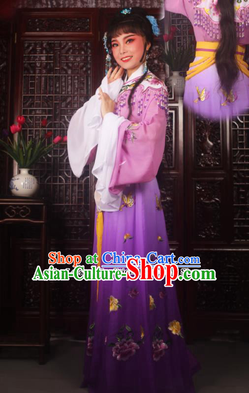 Traditional Chinese Peking Opera Diva Costumes Ancient Palace Princess Purple Embroidered Dress for Adults