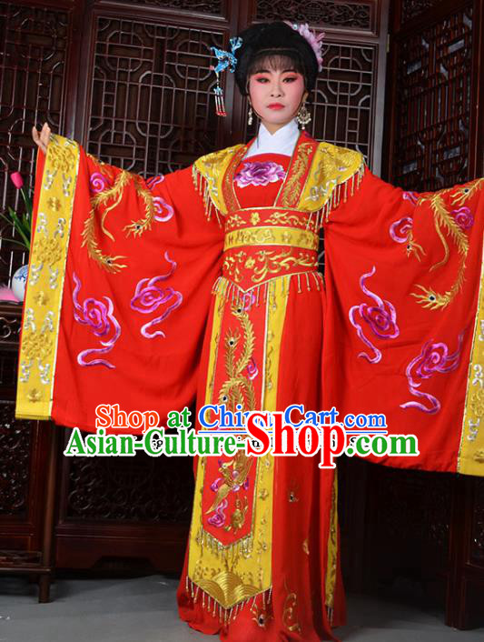 Traditional Chinese Peking Opera Empress Embroidered Costumes Ancient Queen Red Dress for Adults