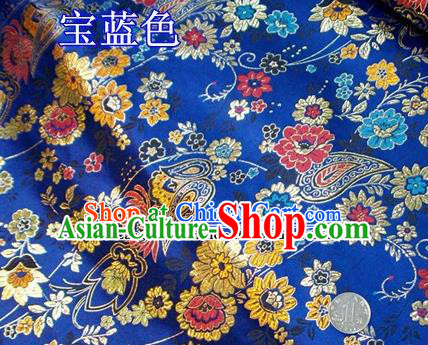 Traditional Chinese Royal Peony Pattern Royalblue Brocade Tang Suit Fabric Silk Fabric Asian Material