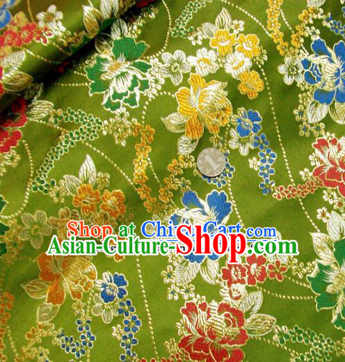 Traditional Chinese Green Brocade Tang Suit Royal Peony Pattern Fabric Silk Fabric Asian Material