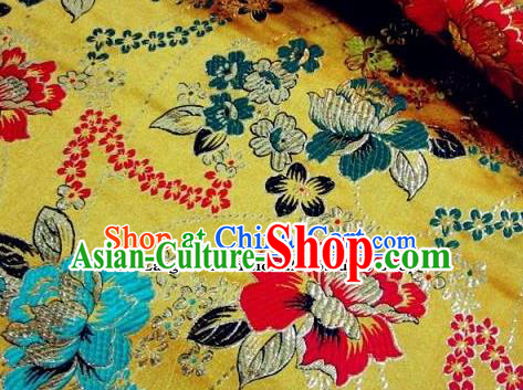 Traditional Chinese Royal Peony Pattern Yellow Brocade Tang Suit Fabric Silk Fabric Asian Material