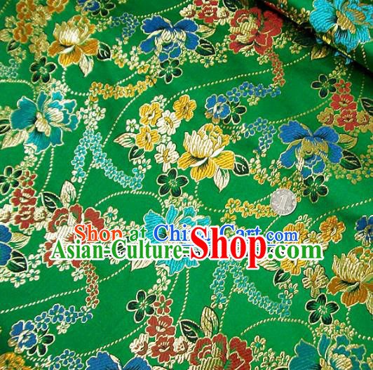 Traditional Chinese Royal Peony Pattern Green Brocade Tang Suit Fabric Silk Fabric Asian Material