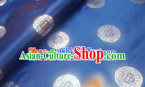 Traditional Chinese Royal Coins Pattern Blue Brocade Tang Suit Fabric Silk Fabric Asian Material