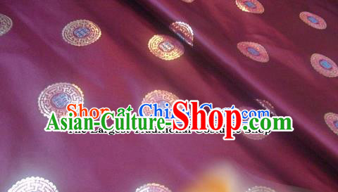 Traditional Chinese Royal Coins Pattern Purple Brocade Tang Suit Fabric Silk Fabric Asian Material