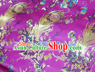 Traditional Chinese Royal Phoenix Flower Pattern Purple Brocade Tang Suit Fabric Silk Fabric Asian Material