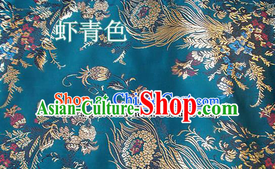 Traditional Chinese Royal Phoenix Flower Pattern Peacock Green Brocade Tang Suit Fabric Silk Fabric Asian Material